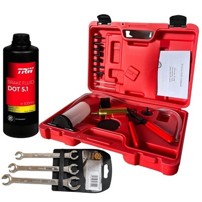 TRW PFB550SE Bremsflüssigkeit DOT 5.1 0,5L + Bremsenentlüftungs Satz