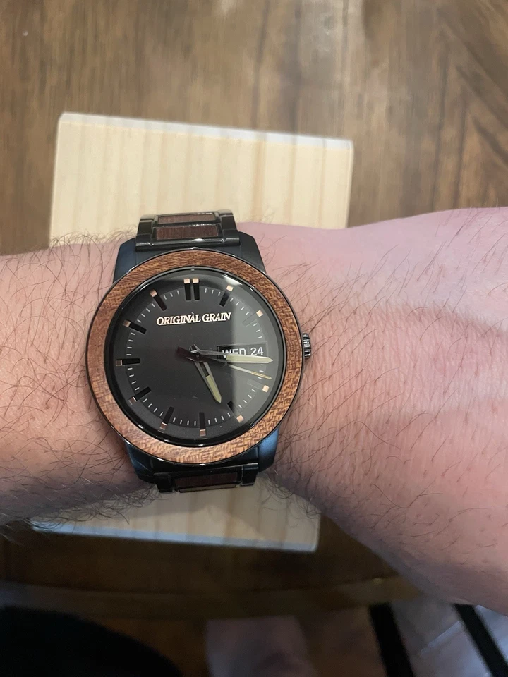 Reloj Hombre Grano Original Sapele Negro Barril 42mm Foto 4 de 4