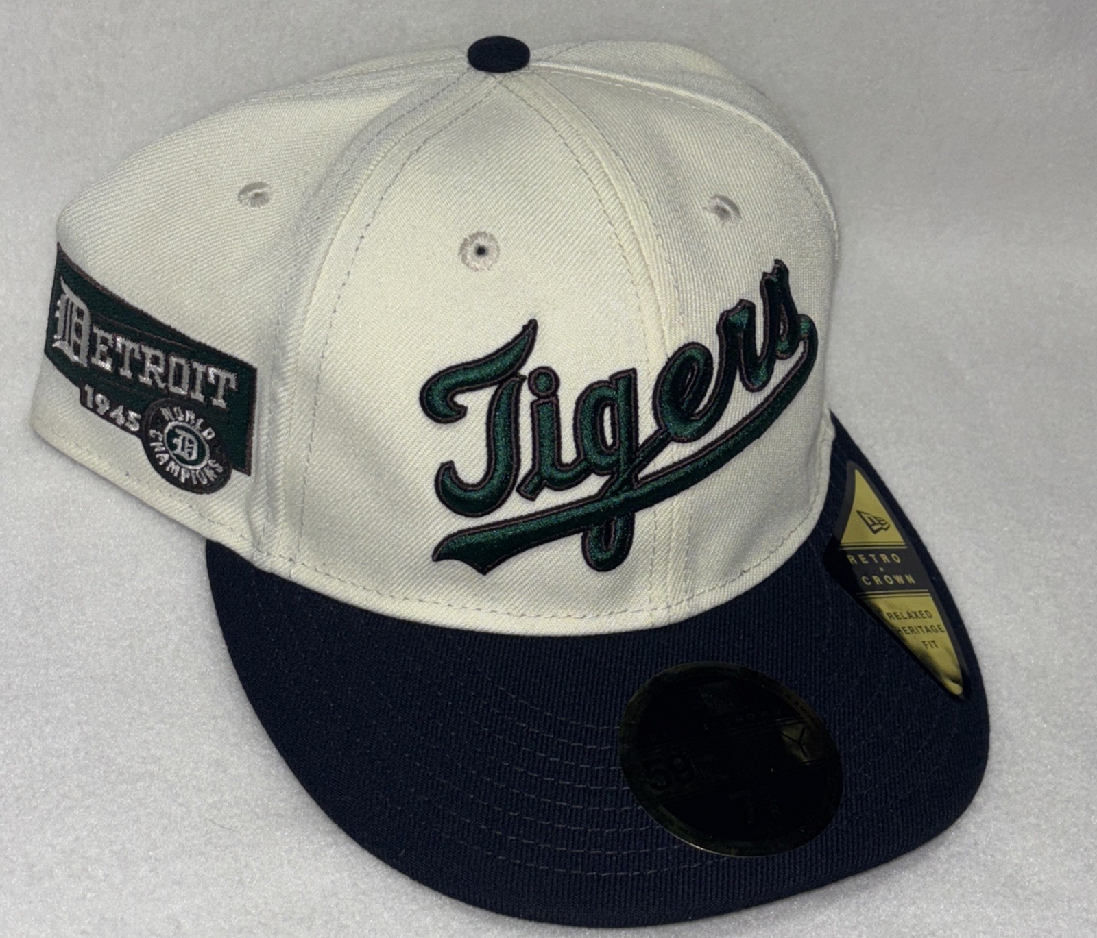 New Era 59FIFTY Detroit Tigers Retro•Crown Fitted Ball Cap 7 5/8-Cream/Green