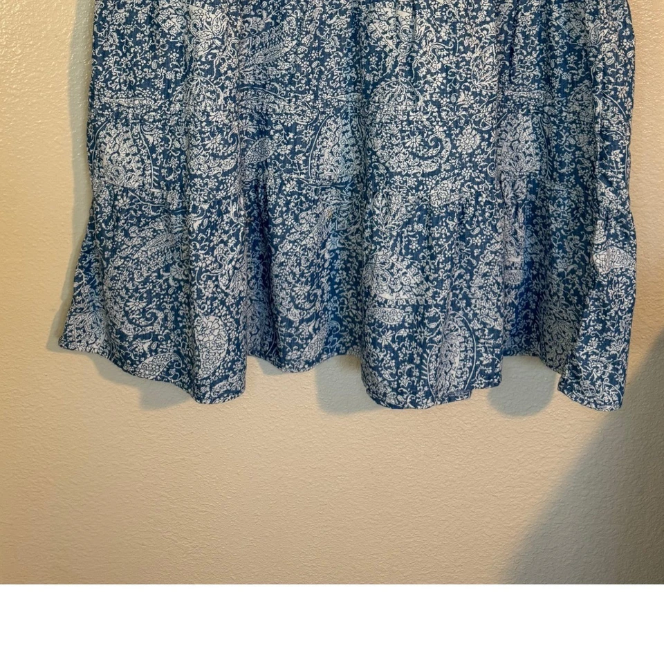 J.Jill Skirt Women L Blue Tiered Maxi Paisley Tassel Boho Peasant Festival - Image 3 of 4