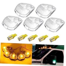 5-piece Cab Marker Light Assembly - Clear Top Roof Running Lights Amber 5-piece Cab Marker Light Assembly - Clear Top Roof Running Lights Amber