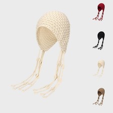 Women Crochet Slouchy Beanie Hat with Tassel Fashion Knit Skull Cap Travel Hat