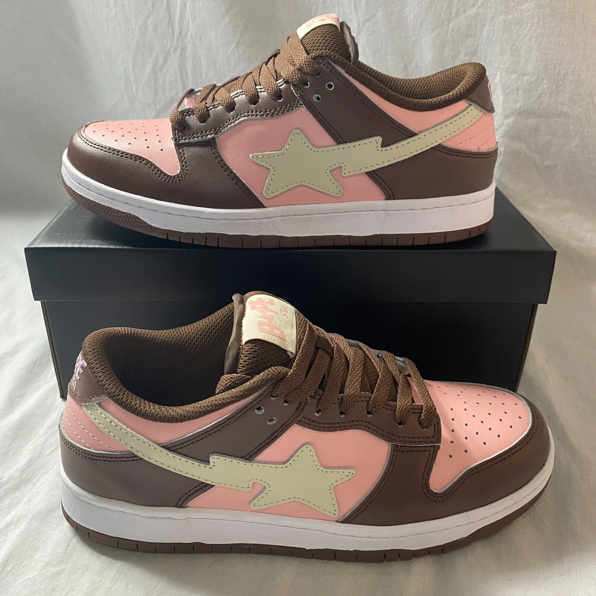 Indigo Studios Custom Cherry Bapesta Inspired Size 8 Brown Pink Limited NEW
