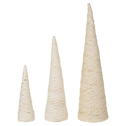 LED Light Up Christmas Tree Pyramids Glitter Fairy Lights Ornament White 60 cm - Picture 4 of 6