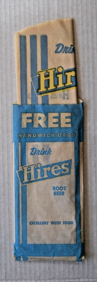 6 bolsas de sándwich de papel originales HIRES ROOT BEER "Excelente con comida" en saco Foto 4 de 4
