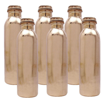 100% Pure Copper Water Bottle Plain Smooth For Yoga Lower Sugar Health Benefits