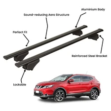 2 Pcs Black Roof Rack Cross Bars For NISSAN QASHQAI SUV 2021-