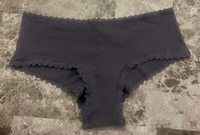NWT VICTORIA'S SECRET LARGE DARK GRAY FLORAL LACE CHEEKY PANTIES