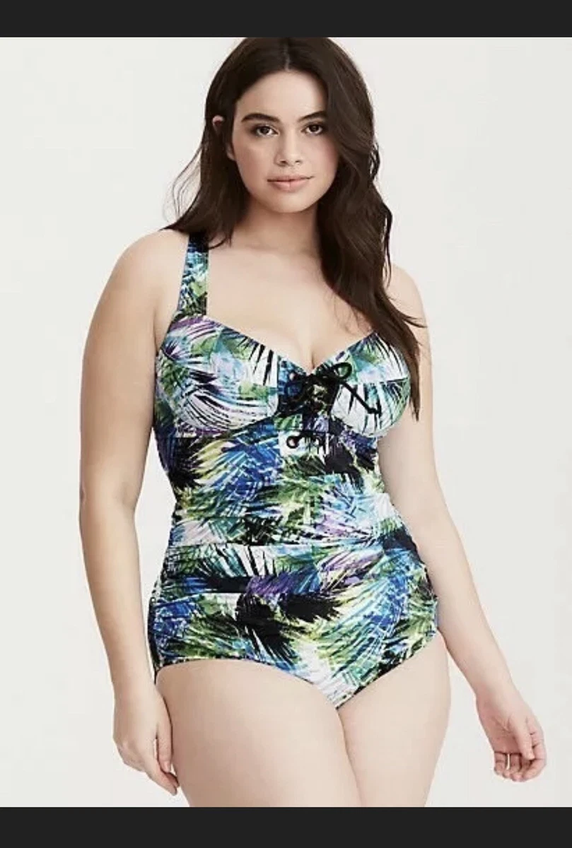 Torrid 2 2x 💚Underwire PLUS Slimming 1 Piece Swimsuit Sexy Lace