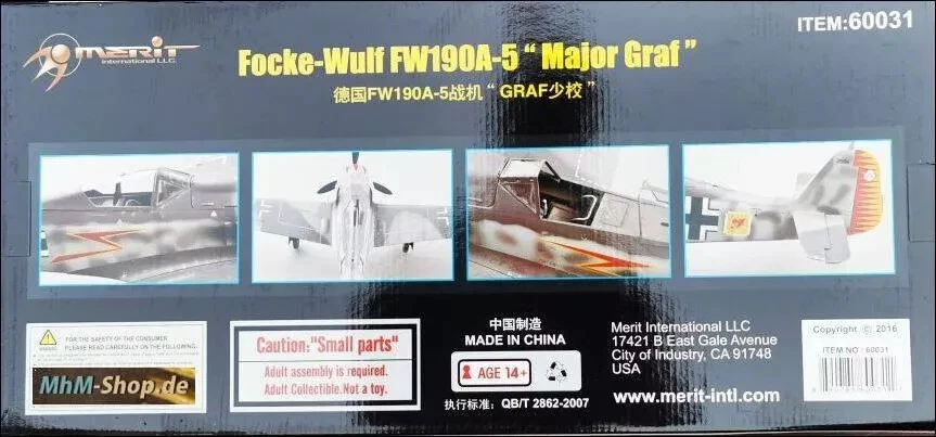 MERIT 60031 1/18 Focke-Wulf FW190A-5 "Major Graf" NUOVO IMBALLO ORIGINALE - Immagine 2 di 4