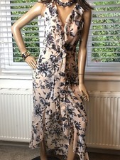 Brand New With Tag Pink Floral Ruffle Maxi Dress Size M 8-10