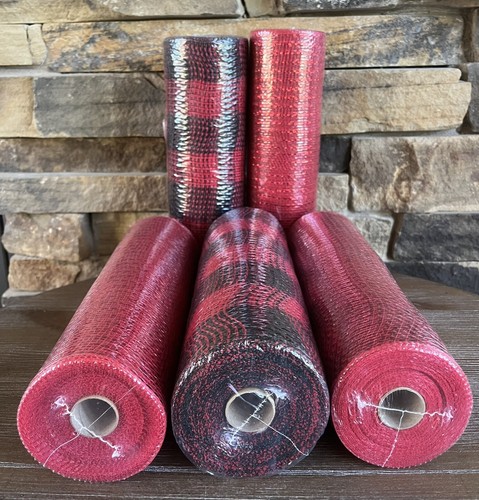 5 Rolls Hobby Lobby Christmas Polypro Mesh Ribbon Weatherproof & 1 Wired Ribbon - Picture 2 of 8