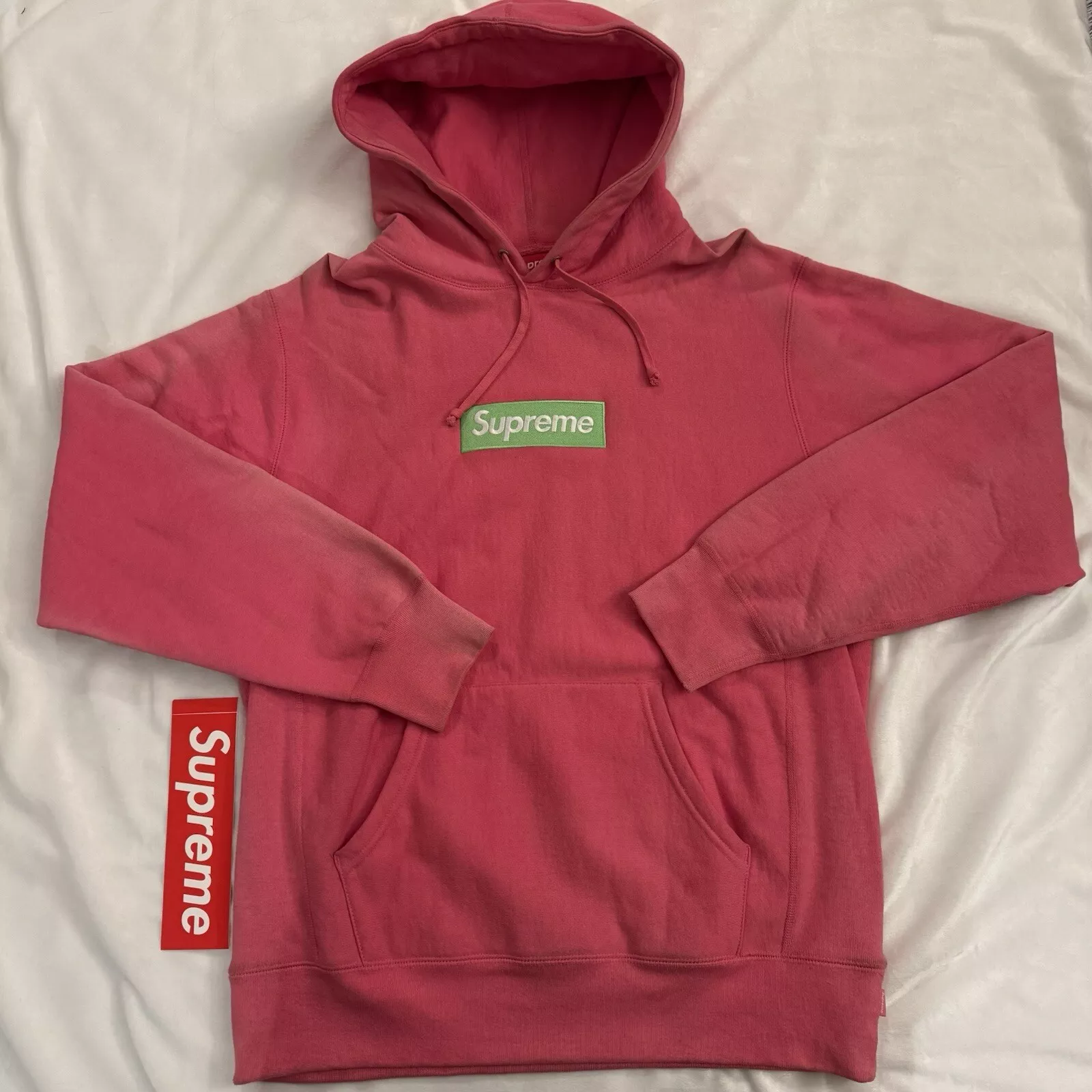 Sweat à capuche logo Supreme Box magenta (FW17) taille L extrêmement RARE