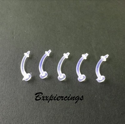 2pc 14g Crystal Flexible Bioflex Circular Barbell Horseshoe Septum Ring Bioplast Piercing 10mm 