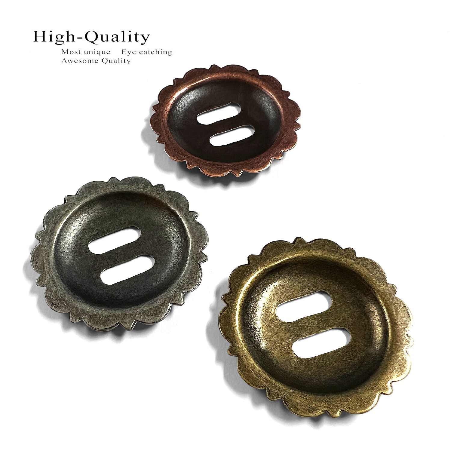 WESTERN SADDLE HEADSTALL TACK ANTIQUE ENGRAVED SLOTTED CONCHO 1-1/2"