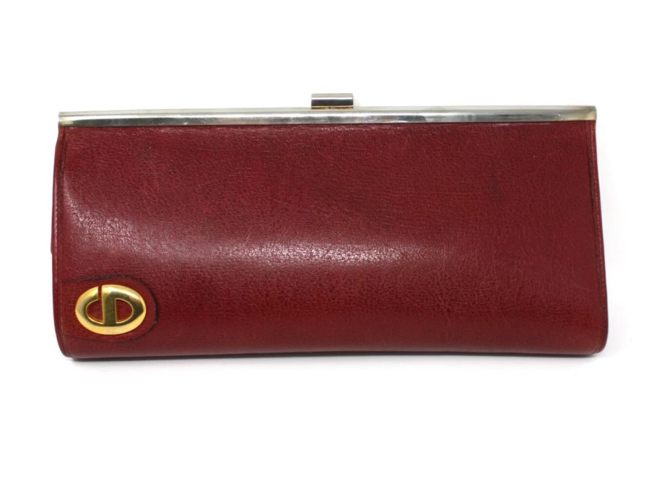 Christian Dior MODELE EXCLUSIF Pochette Sac CD Cuir Rouge Vintage Authentique