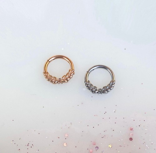 Vine Thick Clicker. Silver, Gold, or Rosegold. 16Gg. 8mm. Septum, Daith, Helix. - Picture 2 of 4