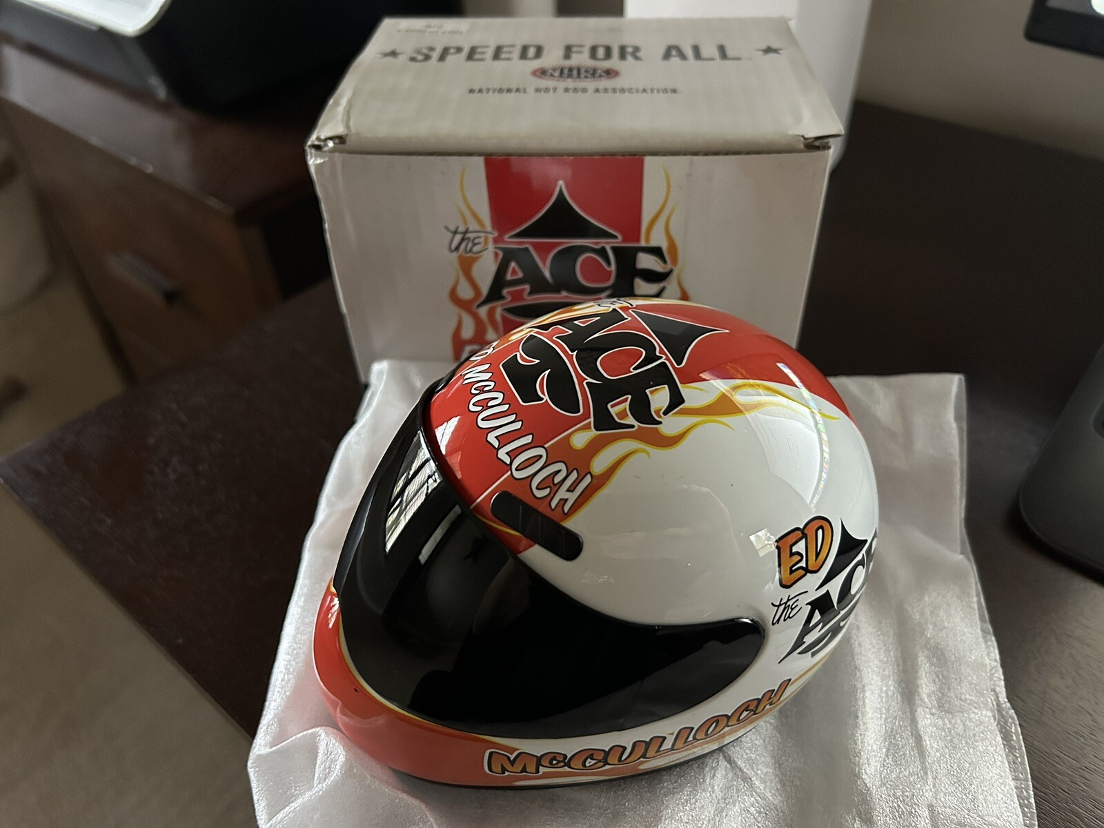 NHRA MINI 61/4”Racing Helmet The ACE Ed McCulloch Speed For AllMint in Box eBay