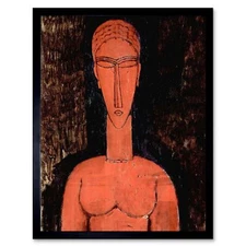 Amedeo Modigliani Red Breasts Old Master Painting 12X16 Inch Framed Art Print