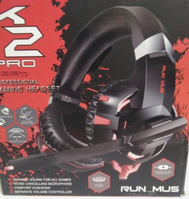 Run Mus K2 Pro High Performance Professional Gaming Headset Black/Red