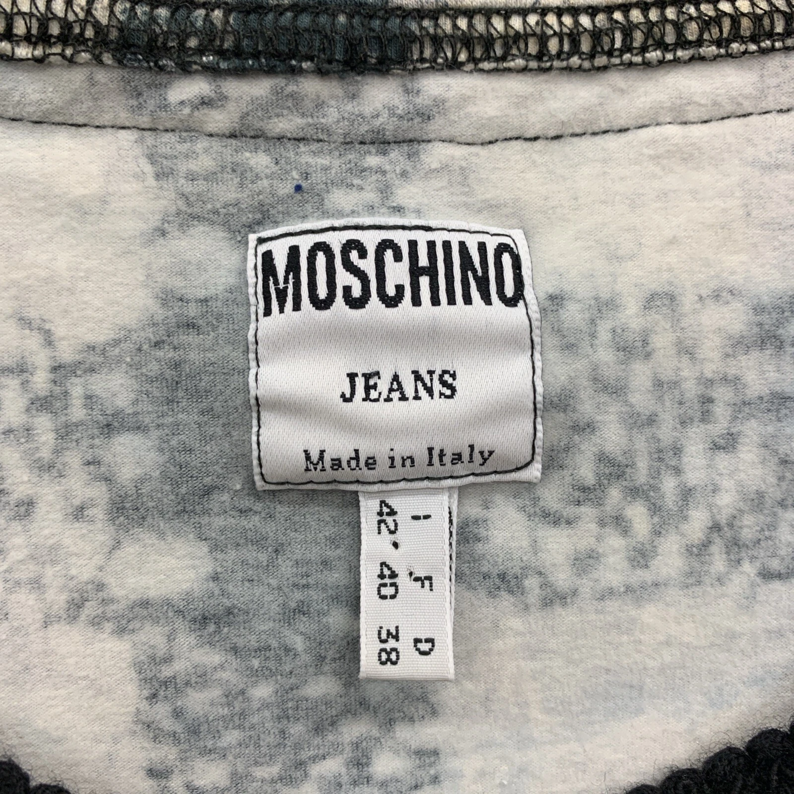 Abito Moschino vintage anni 90 90 Trompe L'oeil stampa "tessuto" body con taglia 8