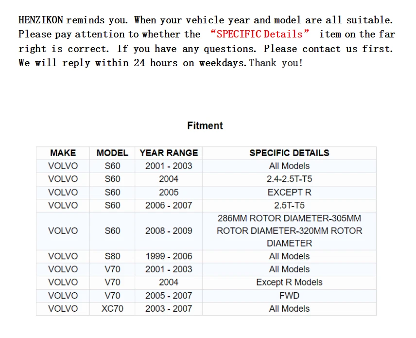 Pastillas de freno delanteras cerámicas para 2001 2002 2003 2004 - 2006 Volvo S60 S80 V70 XC70 Foto 2 de 4