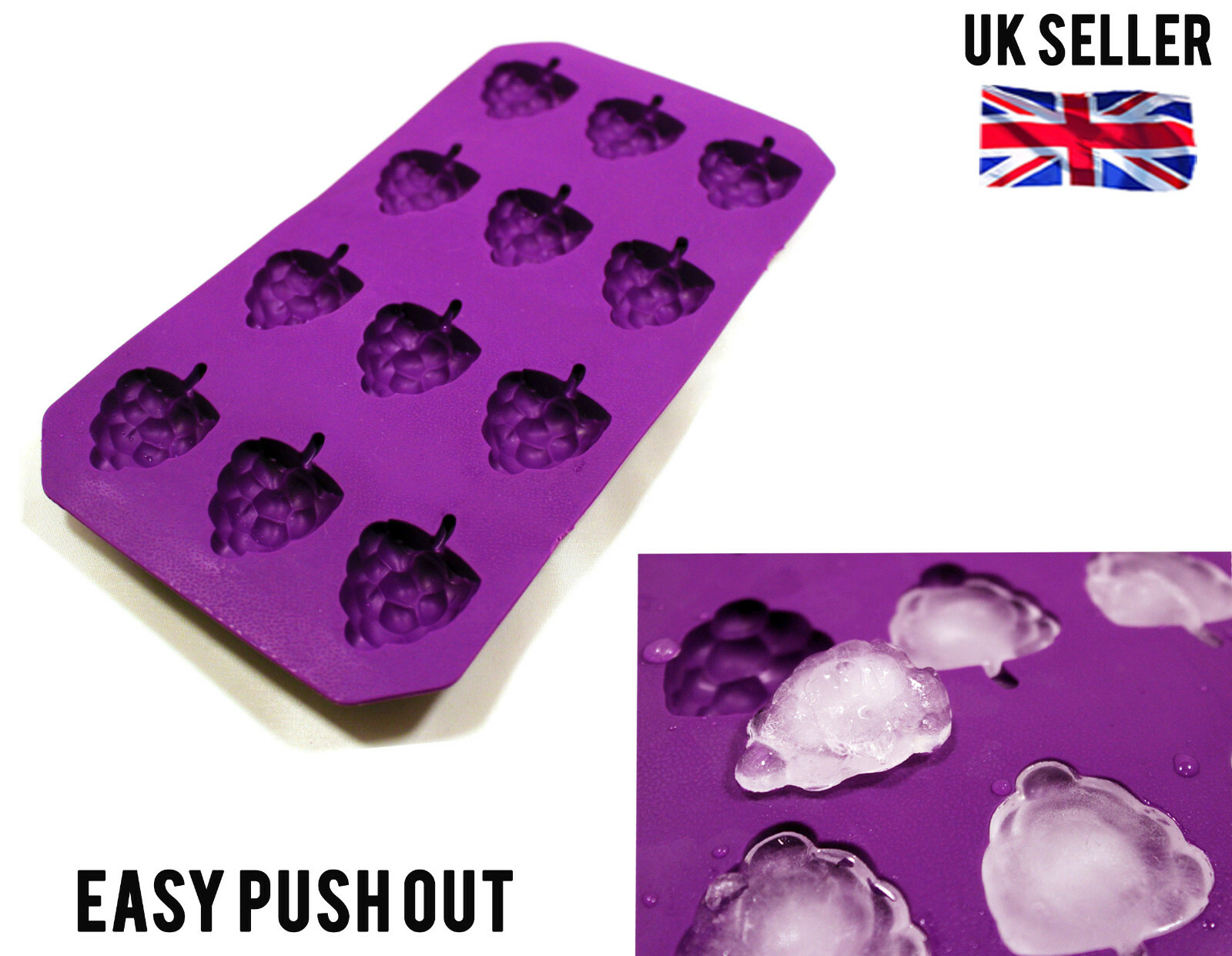 ICE TRAY CUBE FRUIT SHAPE SILICONE MOULD EASY POP OUT FLEXIBLE TRAY MAKER eBay