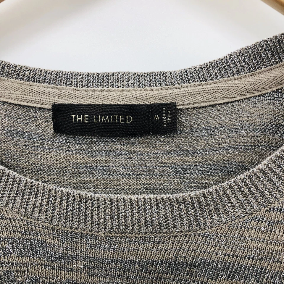 The Limited Womens Medium 3/4 Sleeve Pullover Sweater Striped Metallic Brown 393 - Image 4 of 4