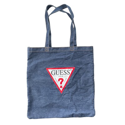 VINTAGE GUESS JEANS USA 80'S 90'S DARK DENIM TOTE BAG PURSE SPELL