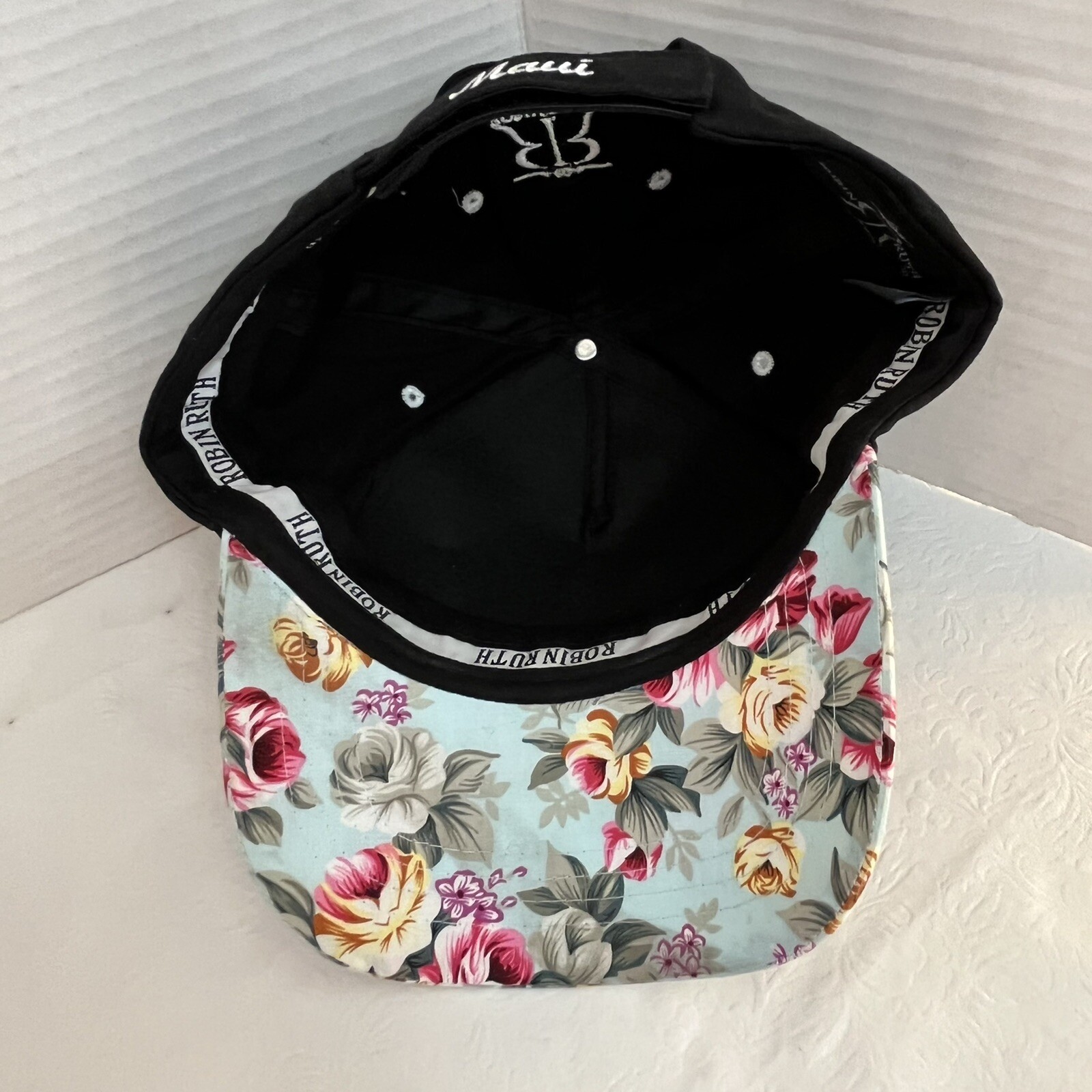Robin Ruth Chicago Hat Robin Ruth Hat Cap Maui Floral Logo Flowers Baseball Black Adjustable ...