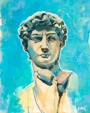 Michelangelo's David Fine Art Print from Original Contemporary Painting 5"x7"