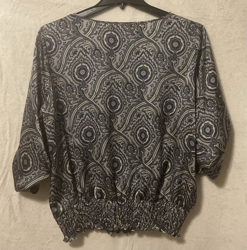 Michael Kors Smocked Multicolor Paisley Top Size 1X Roll Tab Sleeves - 第 2/9 張圖片