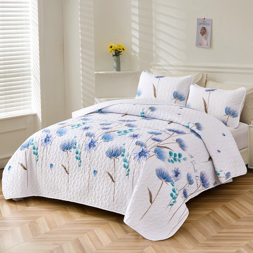 Bohemia Floral Quilted Coverlet Patchwork Comforter Bedspread Set Rug Queen Size - Picture 123 of 207