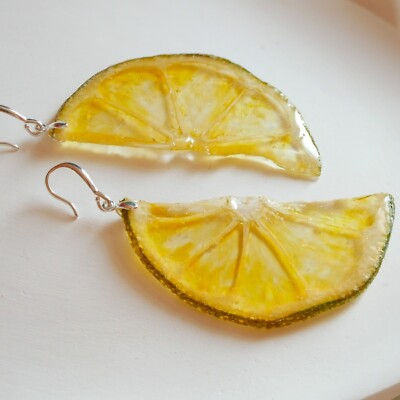 Real Dried Orange Slice Drop Earrings, Handmade Real Fruit Dangle