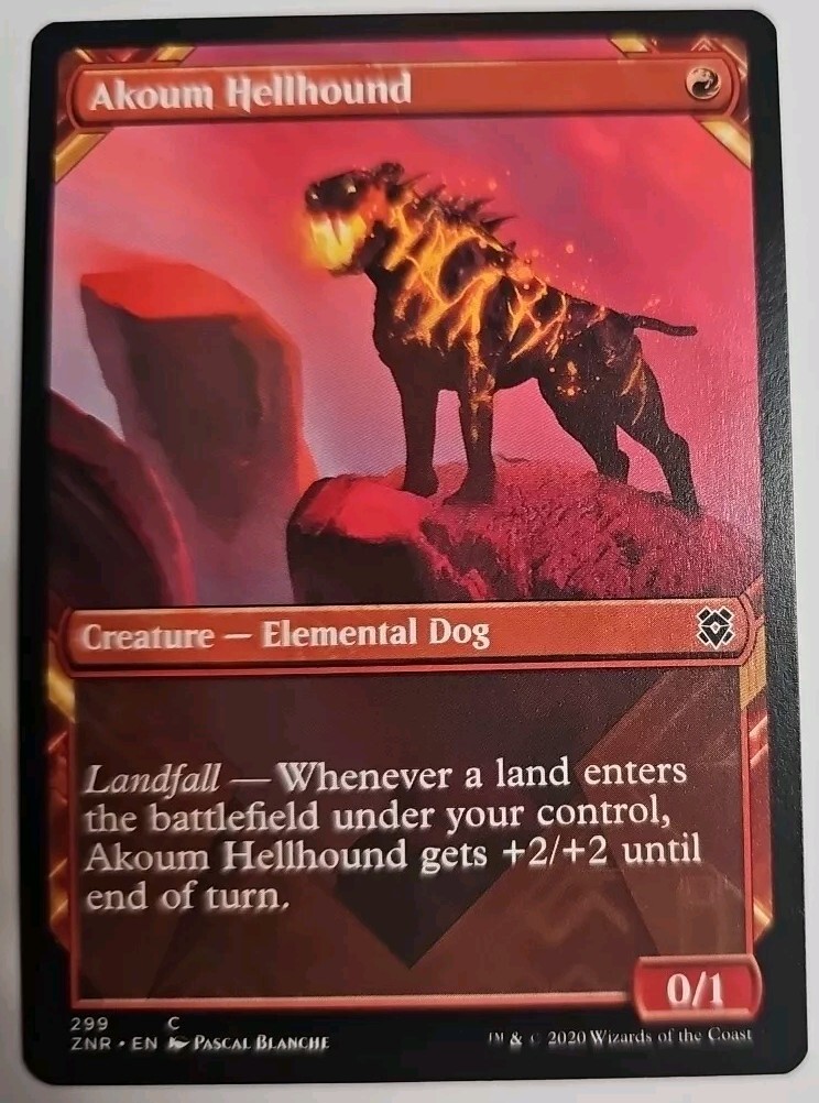 MTG Magic The Gathering Card Akoum Hellhound Creature Elemental Dog Red ZNR