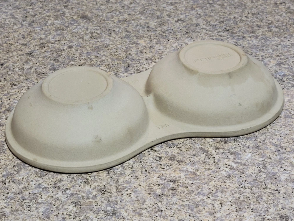 Pampered Chef 5142 Double Stoneware Egg Cooker Baking Dish Gently Used USA