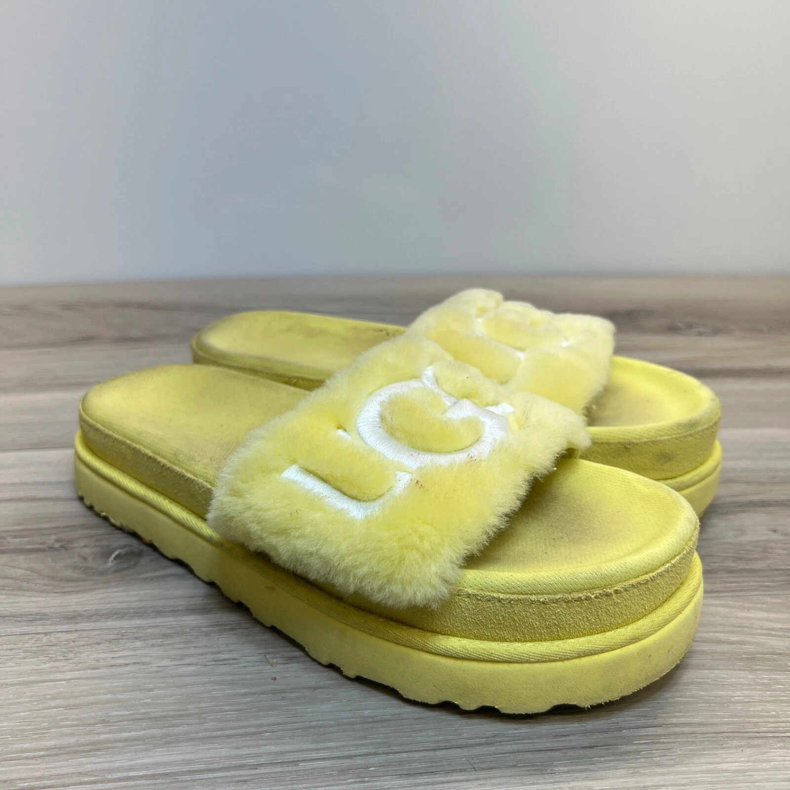 SANDALI UGG DONNA SIZE 9 MARGARITA PELLE DI OTTONE GIALLO SLIDES 111236 SLIP ON