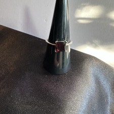 New Square Garnet Solitaire Ring Set In Sterling Silver Size 8
