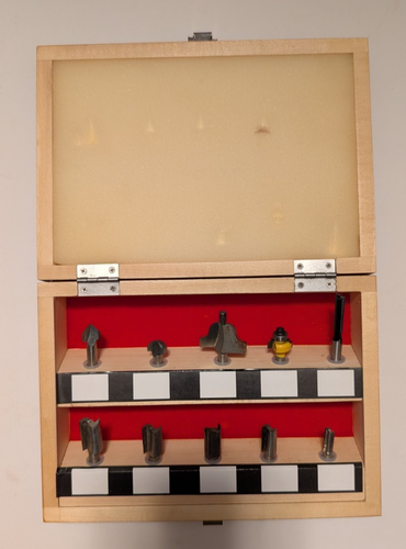 10 Piece Craftsman Router Bits Set with Clean Wooden Box | eBay