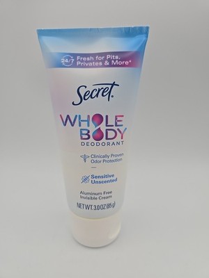 Secret Women's Whole Body Aluminum Free Deodorant Clear Cream Unscented 3.0 oz
