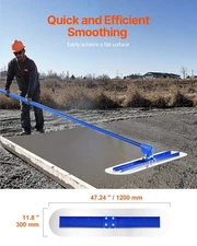 New Bull Float Magnesium Concrete Float, 47.24 x 7.28 Inch Round End Concrete F