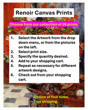 Renoir Collection of Real Canvas Art Prints - You Select the Size Painting s