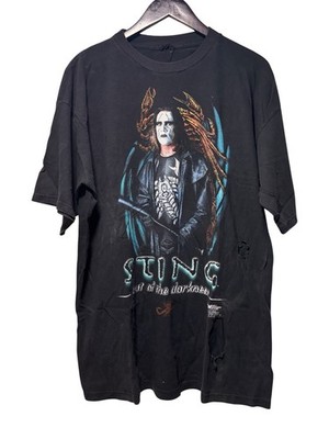Vintage 1999 WCW Sting Out of the Darkness T-Shirt XL America Crow Era DISTRESS
