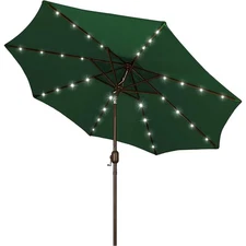 9 ft Solar Umbrella, 32 LED Lighted Patio Umbrella, Table Market Umbrella, Ou...