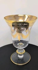 Vintage Discontinued  Hand Blown Medici 24k Gold Water Goblet by Arte Italica