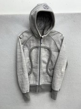 Lululemon Womens Gray Full Zip Scuba Hoodie Size 6 Pocket Gym Yoga Stretch