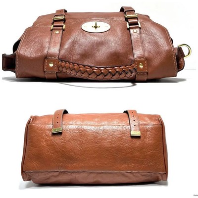 Mulberry Alexa Brown Leather 2way Handbag Shoulder Bag Turn Lock