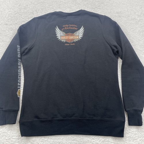 Vintage Harley Davidson Sweatshirt Womens M Black Crewneck Rochester Biker 2012 - Picture 9 of 10