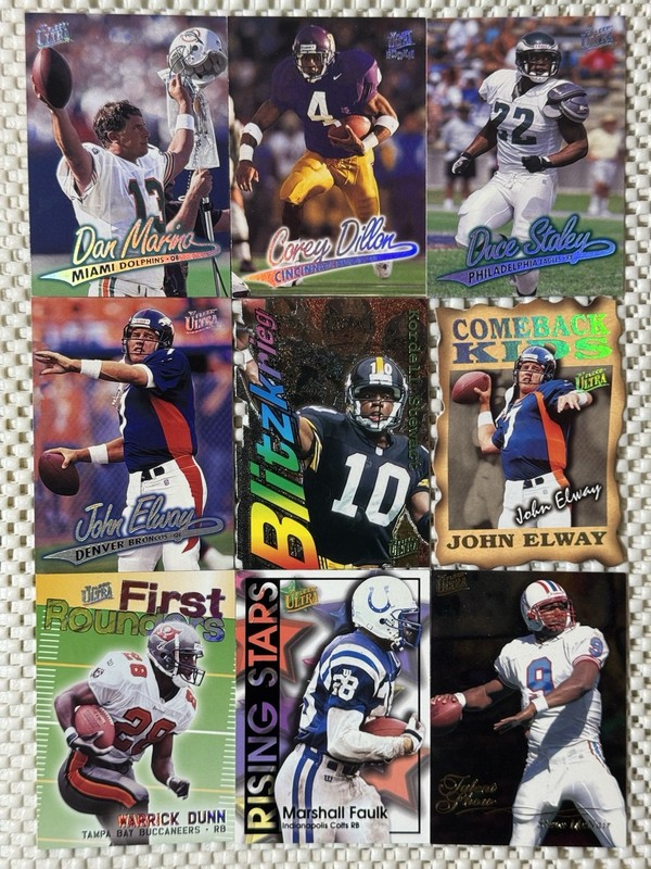 1997 Fleer Ultra 9 Card Lot Duce Staley, Dan Marino, John Elway