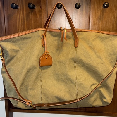 #ad Madewell Transport Weekender In Canvas amp; Leather Large Duffle Carry On Bag $75.00